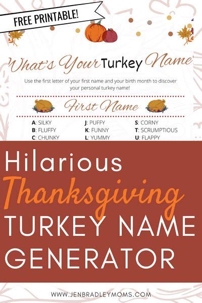 turkey name generator|what's your turkey name printable.
